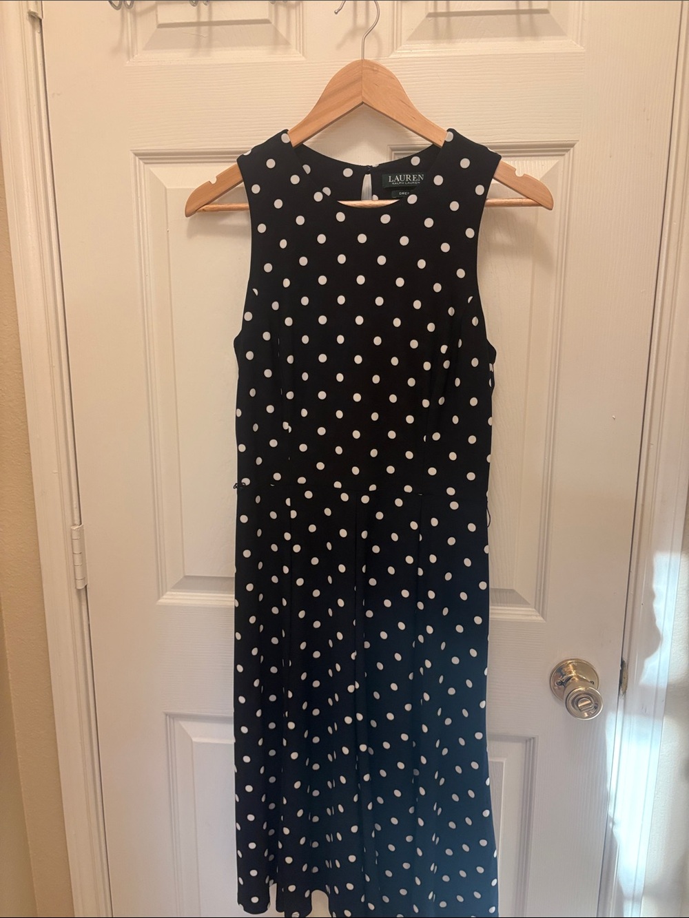 Lauren Ralph Lauren Black Polka Dot Sleeveless Dress size 4 A061 ALine